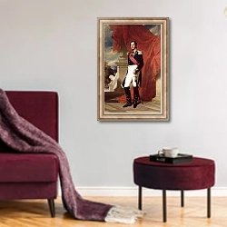 «Leopold I 1840» в интерьере гостиной в бордовых тонах