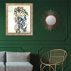 «Seated woman, 1917» в интерьере классической гостиной с зеленой стеной над диваном
