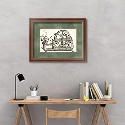 «Электрическая машина аббата Нолле, 1746г» в интерьере кабинета с серыми стенами над столом