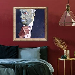 «'Face 6', 2012,» в интерьере спальни с акцентной стеной