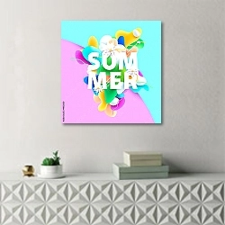 «Яркое солнечное лето» в интерьере в стиле минимализм над тумбой