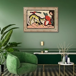 «Faultier, 1912» в интерьере гостиной в зеленых тонах