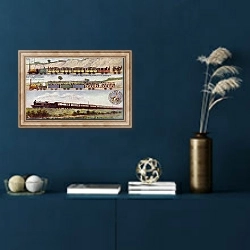 «Поезд 1837 г. и англо-американский экспресс 1904 г.» в интерьере в классическом стиле в синих тонах