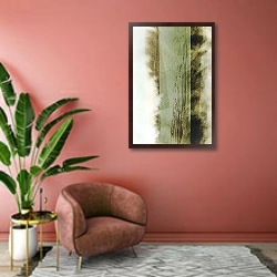 «Современная абстрактная картина 21.12.4» в интерьере современной гостиной в розовых тонах