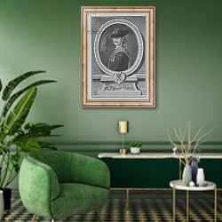 «Leopold I, Prince of Anhalt-Dessau» в интерьере гостиной в зеленых тонах