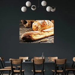 «Свежий хлеб» в интерьере столовой с черными стенами