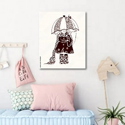 «Девочка под зонтиком» в интерьере детской комнаты для девочки в пастельных тонах