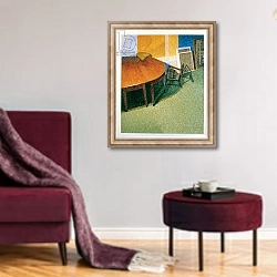 «Still Life: Fallen Chair, 1989» в интерьере гостиной в бордовых тонах