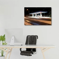 «Автозаправочная станция зимним вечером» в интерьере офиса над рабочим местом