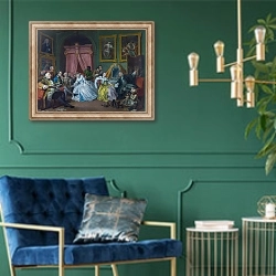 «Marriage A-la-Mode - 4, The Toilette» в интерьере в классическом стиле с зеленой стеной