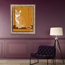 «Marmalade cat by a door» в интерьере в классическом стиле в фиолетовых тонах