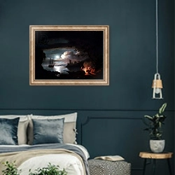 «Teignmouth by moonlight» в интерьере классической спальни с темными стенами