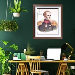 «Portrait of Alexander I» в интерьере кабинета с зелеными стенами