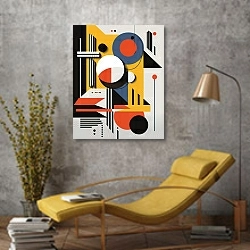 «Composition №17» в интерьере в стиле лофт с желтым креслом
