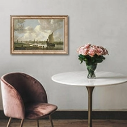 «A View of Leiden from the North East» в интерьере в классическом стиле над креслом