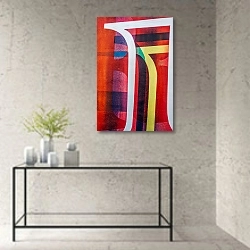 «Цветные линии на стене» в интерьере в стиле минимализм над столом