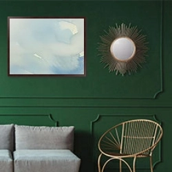 «Bearded iris» в интерьере классической гостиной с зеленой стеной над диваном