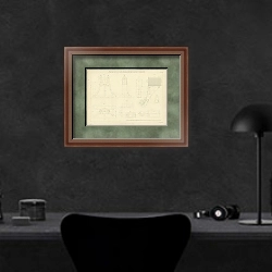«Projections of a Standard and of a Hanging Bracket 1» в интерьере кабинета в черных цветах над столом