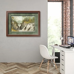 «The Hermitage & Falls of the Bruar - Near Dunkeld» в интерьере современного кабинета на стене
