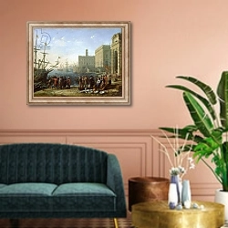 «Harbour Scene 2» в интерьере классической гостиной над диваном