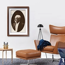 «Portrait of Pyotr Ilyich Tchaikovsky 2» в интерьере кабинета с кожаным креслом