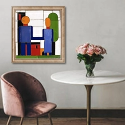 «Man and Woman with Intersecting Arms; Mann und Frau mit ineinander ubergehenden Armen, c.1932» в интерьере в классическом стиле над креслом