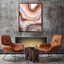 «Geode of brown agate stone 5» в интерьере в стиле лофт с бетонной стеной над камином