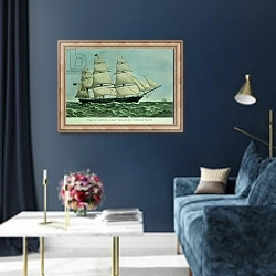 «The Clipper ship 'Highflyer', 1111 tons» в интерьере в классическом стиле в синих тонах