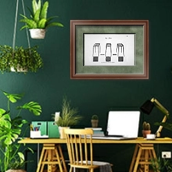 «Подставки для урн» в интерьере кабинета с зелеными стенами