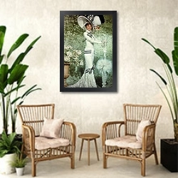 «Хепберн Одри 151» в интерьере комнаты в стиле ретро с плетеными креслами
