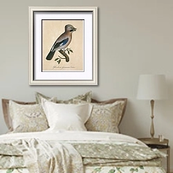 «Eurasian Jay» в интерьере спальни в стиле прованс над кроватью