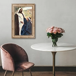 «Meeting of Jesus and Martha» в интерьере в классическом стиле над креслом