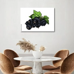 «Черная смородина с листьями» в интерьере кухни над кофейным столиком