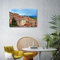 «Италия. Перуджа» в интерьере современной гостиной с желтым креслом