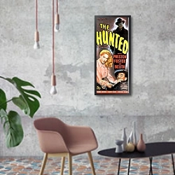 «Film Noir Poster - Hunted, The» в интерьере в стиле лофт с бетонной стеной
