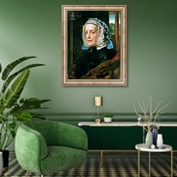 «Mrs. Rose» в интерьере гостиной в зеленых тонах