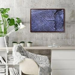 «Древопись 4» в интерьере кабинета в скандинавском стиле с бетонной стеной