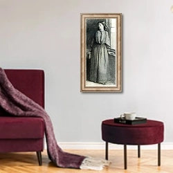 «Elizabeth Siddal, May 1854» в интерьере гостиной в бордовых тонах