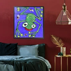 «Frog, 2008» в интерьере прихожей в зеленых тонах над комодом