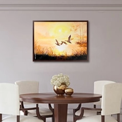 «Утки на закате» в интерьере столовой в классическом стиле
