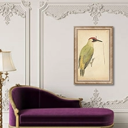 «European Green Woodpecker» в интерьере в классическом стиле над банкеткой