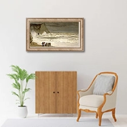 «Бурное море в Этретате» в интерьере в классическом стиле над комодом