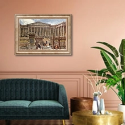 «The British Museum» в интерьере классической гостиной над диваном