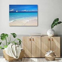 « Тропический пляж, остров Боракай, Филиппины» в интерьере современной комнаты над комодом