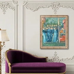 «King Rene's Wedding, 1870» в интерьере в классическом стиле над банкеткой