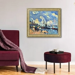 «Сена в Берси» в интерьере гостиной в бордовых тонах