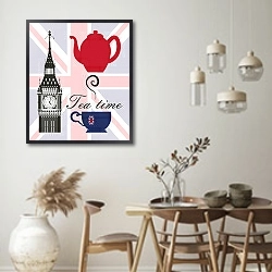 «Лондон, символы Англии 8» в интерьере столовой в стиле ретро
