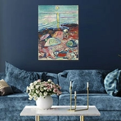 «Moonlight on the Beach» в интерьере современной гостиной в синем цвете