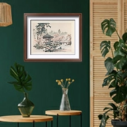 «Heian meishō, Pl.03» в интерьере в этническом стиле с зеленой стеной