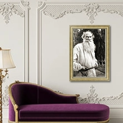 «Count Leo Tolstoy, after a painting by Jan Styka» в интерьере в классическом стиле над банкеткой